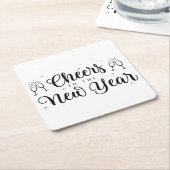 白黒新年モダンパーティー紙コースター スクエアペーパーコースター (アングル)