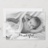 白黒新生児フォト誕生 案内状 (裏面)