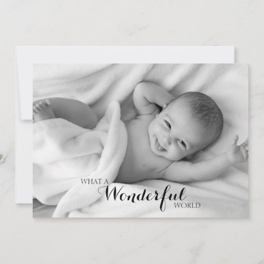 白黒新生児フォト誕生 案内状 (裏面)