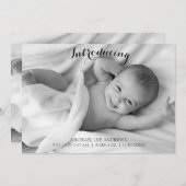 白黒新生児フォト誕生 案内状 (正面/裏面)