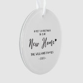 白黒新築ホーム初めてのクリスマス写真 オーナメント (正面)