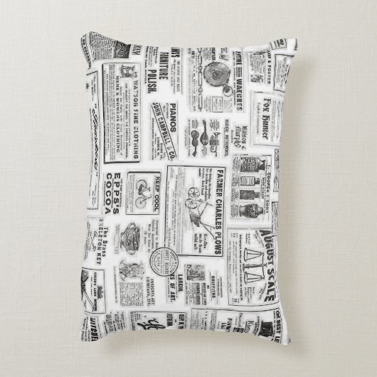 白黒新聞のアクセント枕 アクセントクッション (裏面(縦))