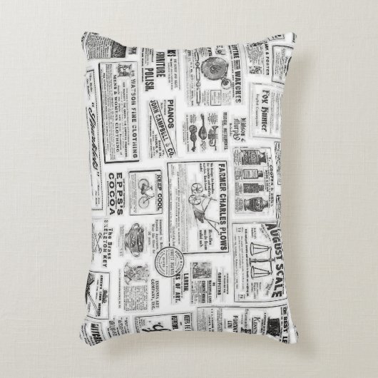 白黒新聞のアクセント枕 アクセントクッション (正面(垂直))