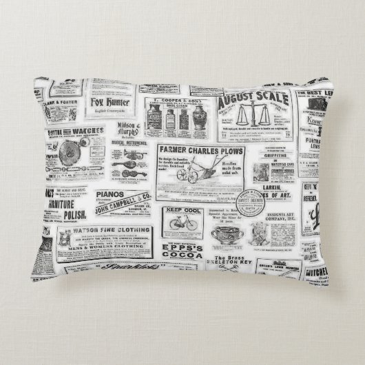 白黒新聞のアクセント枕 アクセントクッション (裏面)