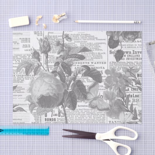 白黒新聞フローラエフェメラ 薄葉紙 (クラフト)