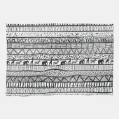 白黒族アフリカ模様 キッチンタオル (横)