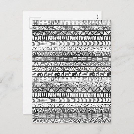 白黒族アフリカ模様 シーズンポストカード (正面/裏面)