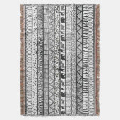 白黒族アフリカ模様 スローブランケット (正面縦)