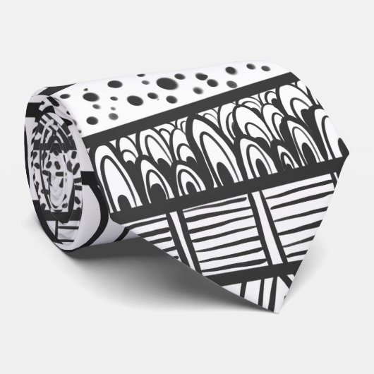 白黒族アフリカ模様 ネクタイ (ロール)