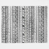 白黒族アフリカ模様 フリースブランケット (正面(横))