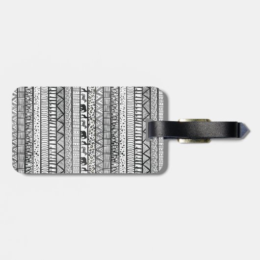 白黒族アフリカ模様 ラゲッジタグ (裏面横)