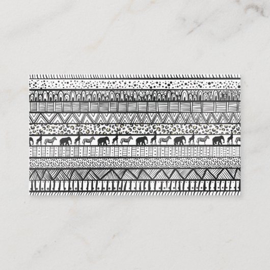 白黒族アフリカ模様 名刺 (裏面)