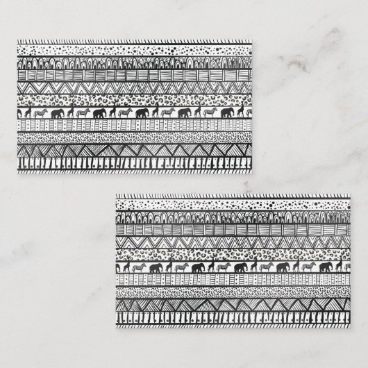 白黒族アフリカ模様 名刺 (正面/裏面)