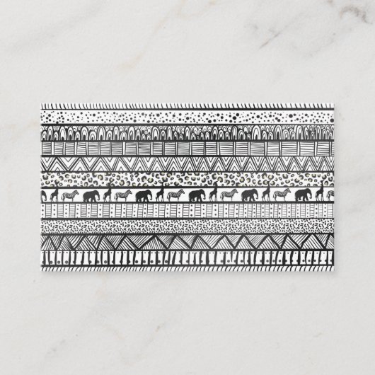 白黒族アフリカ模様 名刺 (正面)
