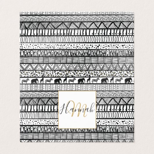 白黒族アフリカ模様 名刺 (外部フラット)