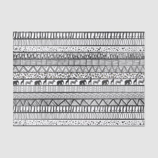 白黒族アフリカ模様 薄葉紙 (正面)