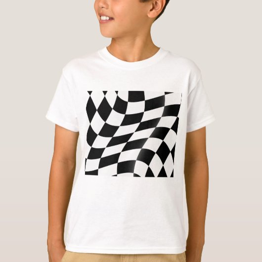 白黒旗市松模様に少年 Tシャツ (正面)