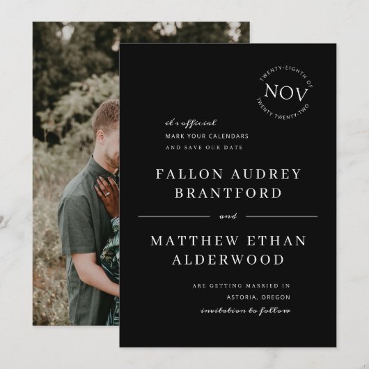 白黒日付シモダンール日付の保存 セーブザデート (正面/裏面)