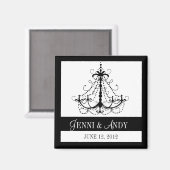 白黒日付名の磁結婚石を保存 マグネット (正面/裏面)