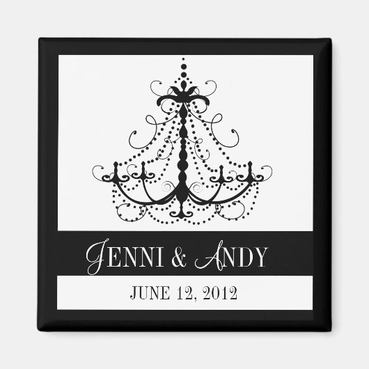 白黒日付名の磁結婚石を保存 マグネット (正面)