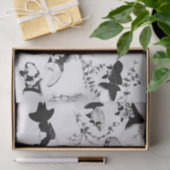 白黒日本のな魚のプリントのティッシュペーパー 薄葉紙 (ギフト)