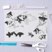 白黒日本のな魚のプリントのティッシュペーパー 薄葉紙 (クラフト)