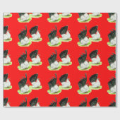 白黒日本のバンタム ラッピングペーパー (フラット)