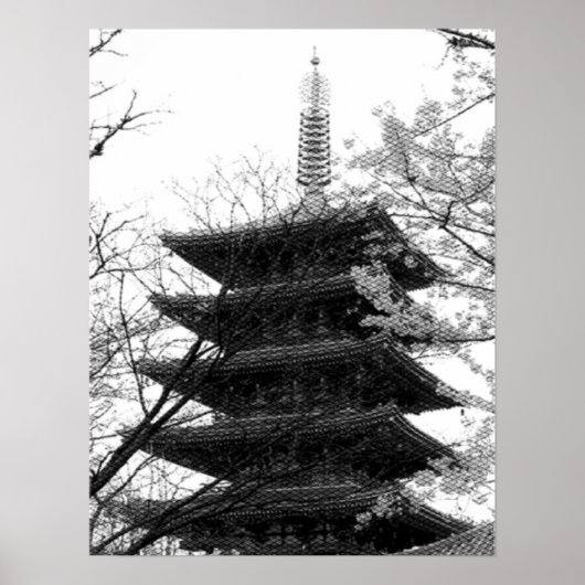 白黒日本の塔 ポスター (正面)