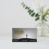 白黒日没ランドスケープ名刺 名刺 (スタンド正面)