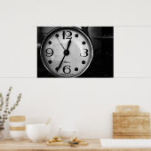 白黒旧時計 ポスター (キッチン)