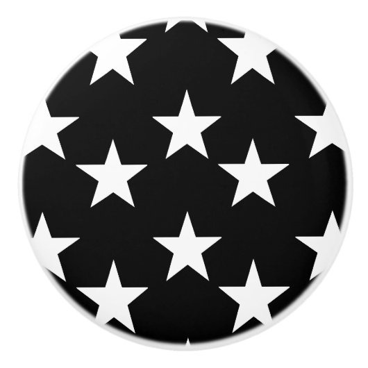 白黒星パターン陶磁器のノブ セラミックノブ (正面)