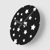 白黒星パターン ラウンド壁時計 (傾斜)