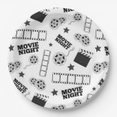 白黒映画の夜間パーティー ペーパープレート (正面)