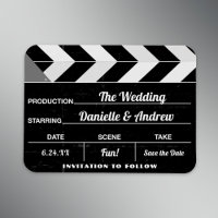 白黒映画クラップボード結婚式の日付を保存