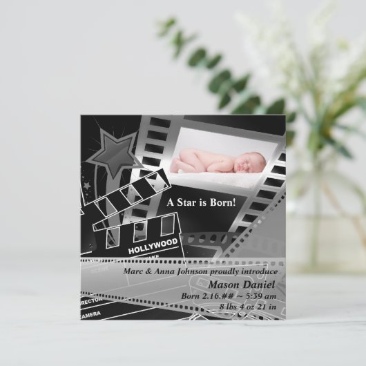 白黒映画スター生まれが誕生発表 案内状 (スタンド正面)