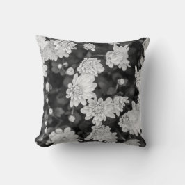 白黒春の花装飾用クッション クッション