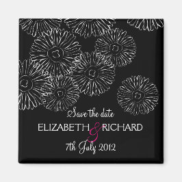 白黒春の花「日付の保存」 マグネット