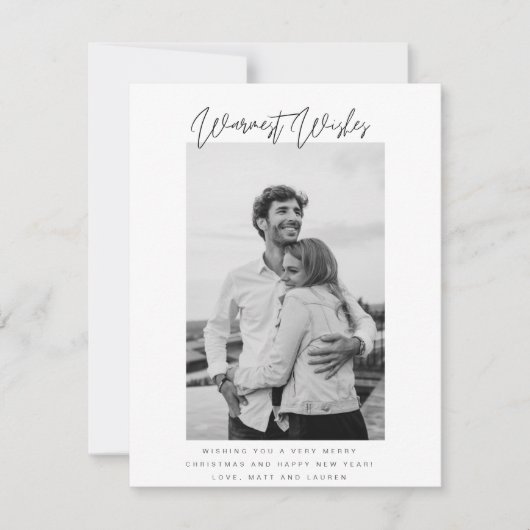 白黒暖かい願い写真クリスマス シーズンカード (正面)