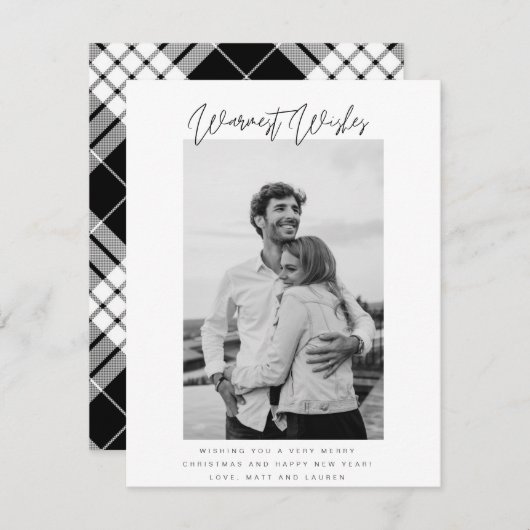 白黒暖かい願い写真クリスマス シーズンカード (正面/裏面)
