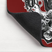 白黒暗いスカルの銃およびバラ マウスパッド (コーナー)