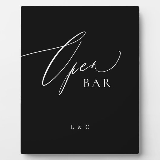 白黒書結婚のオープンバー標識 フォトプラーク (正面)