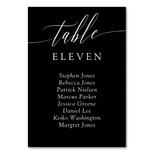 白黒書道テーブル番号ゲスト名 テーブルナンバー (正面)