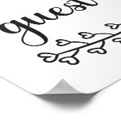 白黒書道ハート結婚ズゲストブック ポスター (角)