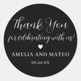 白黒書道結婚の感謝のお願い ラウンドシール