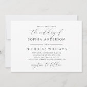 白黒書。水の色グラデーション結婚の 招待状 (正面)