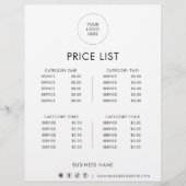 白黒最小フォーマル価格表 (正面)