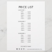 白黒最小フォーマル値シンプルリスト (正面)