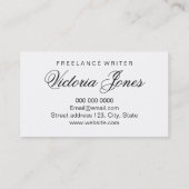 白黒最小主義のエレガントな名刺 名刺 (裏面)