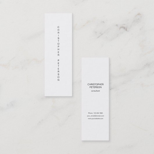 白黒最小主義のモダンな名刺 スキニー名刺 (正面/裏面)