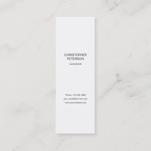 白黒最小主義のモダンな名刺 スキニー名刺 (裏面)